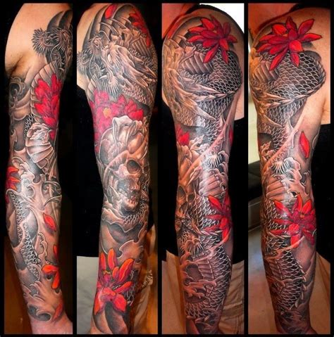 Black and grey fantasy dragon tattoo on left thigh. japanese sleeve tattoos - Google Search | Dragon sleeve ...