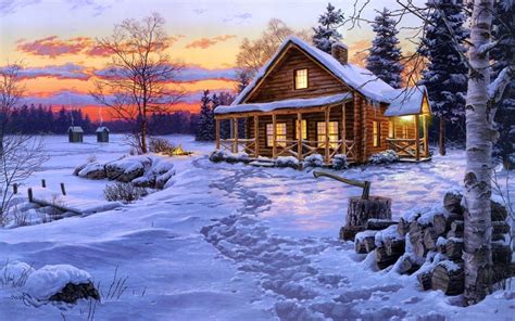 Download Log Cabin Wallpaper Free 1 Winter Cabin Winter Landscape
