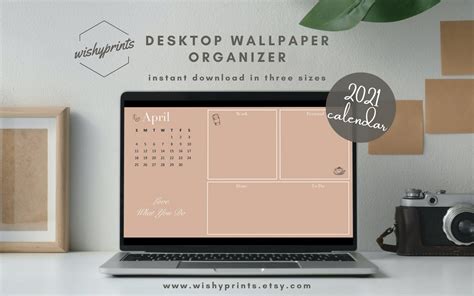 Coffee Desktop Wallpaper Organizer 2021 Calendar Minimalist Etsy