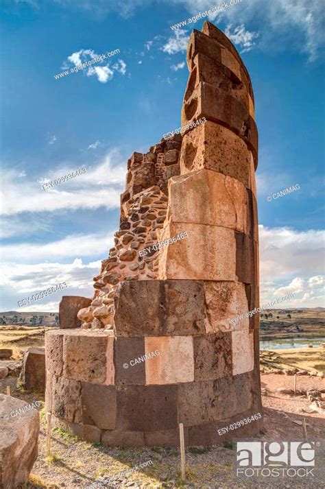 Chullpas Giant Cylindrical Funerary Tower Built By A Pre Incan At