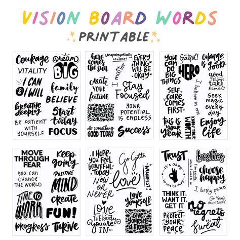 Vision Board Words Printable In 2023 Vision Board Words Empowering