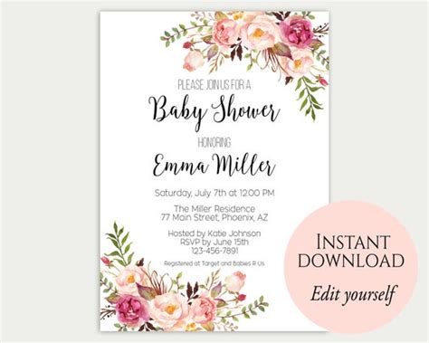 baby shower invitation template baby shower invite baby