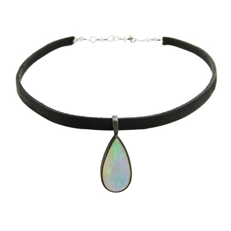 rebecca lankford for h m n s ethiopian opal leather choker leather chokers chokers pendant
