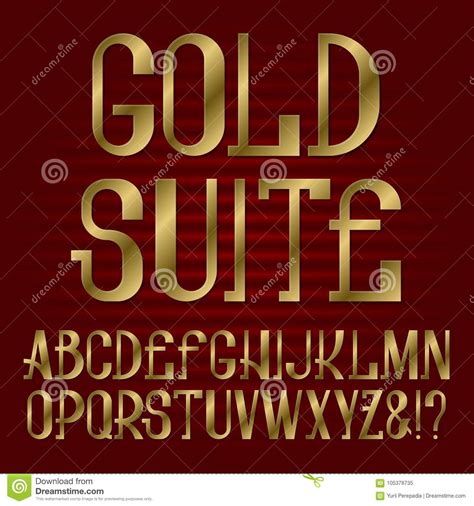 Presentable Retro Style Font Golden Capital Letters And Numbers