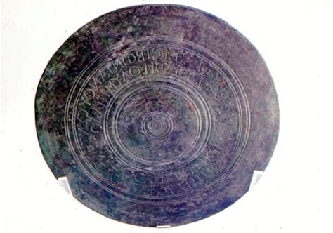 Excavated examples have a diameter of 17 to 35 cm and a weight of 1,3 to 6,6 kg. Votive Discus from Ancient Times