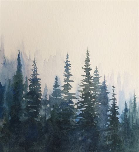 Pine Forest Blues Forest Painting Pine Tree Painting Landscape
