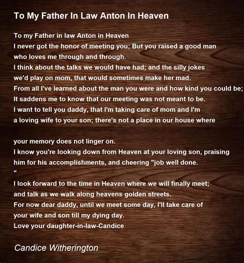 Poem For Lost Father In Law