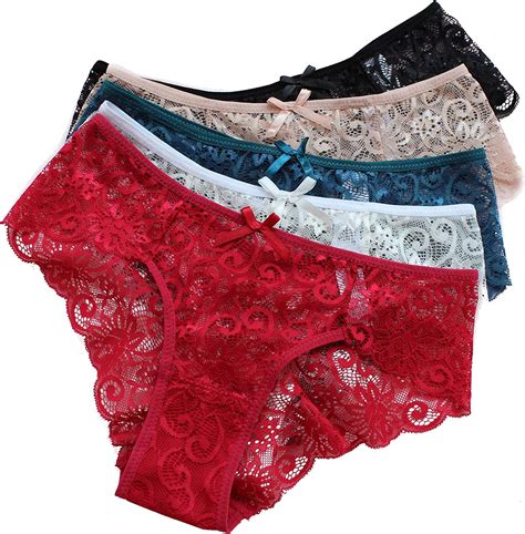 Yksh Womens Sexy Lace Breathable Underwear Silky Comfy Lace Briefs Pack Of 5 At Amazon Women’s