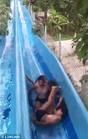 Woman Torpedoes Down Water Slide At Mexican Water Park Daily Mail Online