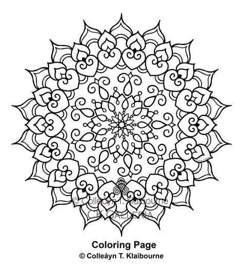 A Mandala Pdf Digital Download Coloring Page Delicate Love