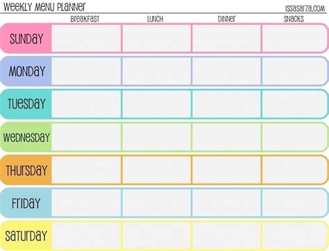 7 Day Weekly Planner Template