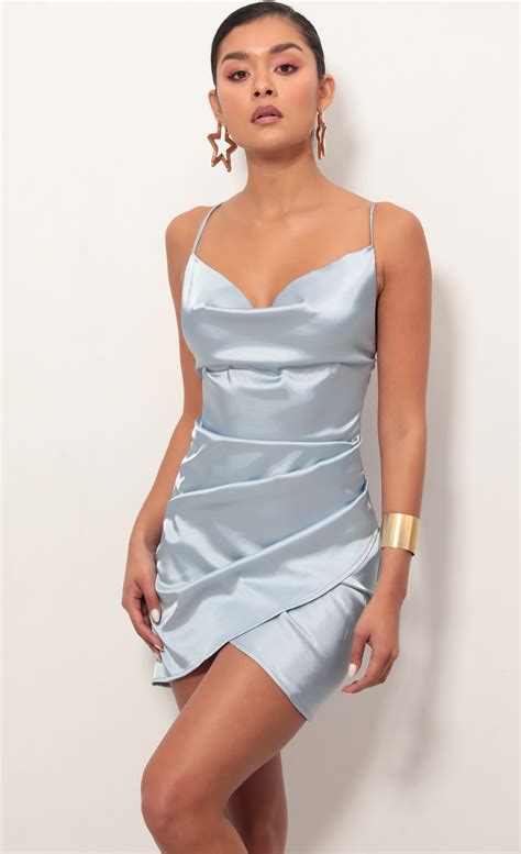 Light Blue Satin Mini Dress Dresses Images 2022