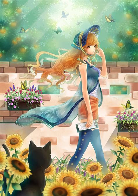 Sunflower Anime Girl Wallpapers Wallpaper Cave