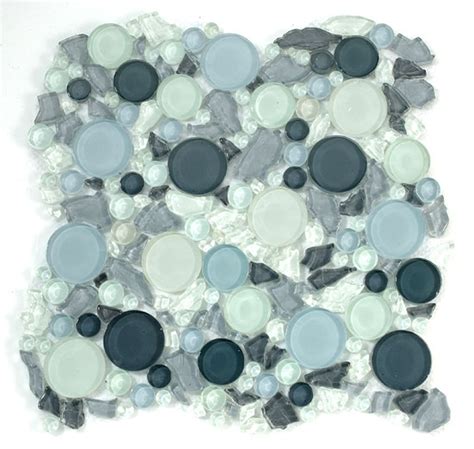 Lagoon Round Bubble And Leaf Shape Glass Mosaic Tile Lg805a Dawn