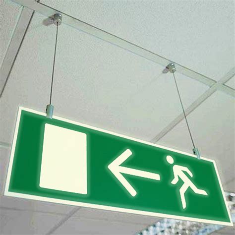 Photoluminescent Fire Exit Sign Ceiling Suspended 9258eec Signbox