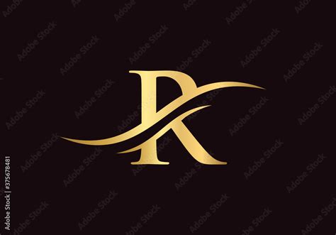 R letters logo Modern Trendy with gold color. R Logo design for