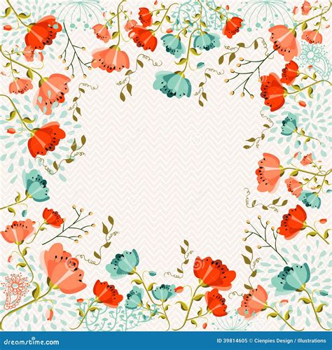 Colorful Flowers Greeting Card Stock Vector Illustration Of Beauty