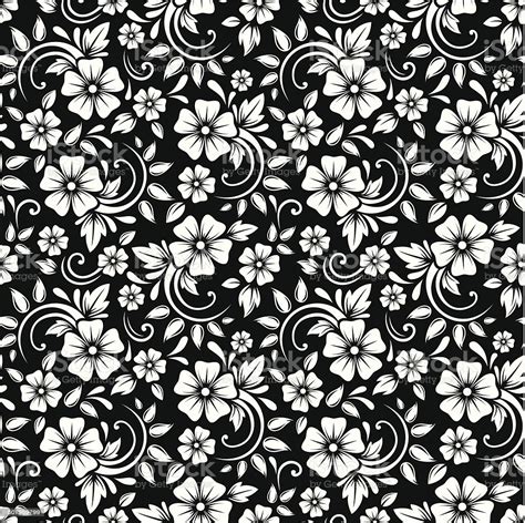 Vintage Seamless White Floral Pattern On A Black
