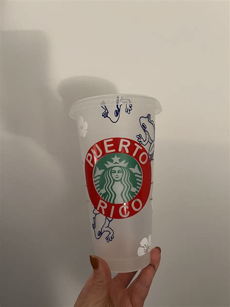 Custom Puerto Rico Themed Venti Cold Cup Coqui And Flower Etsy