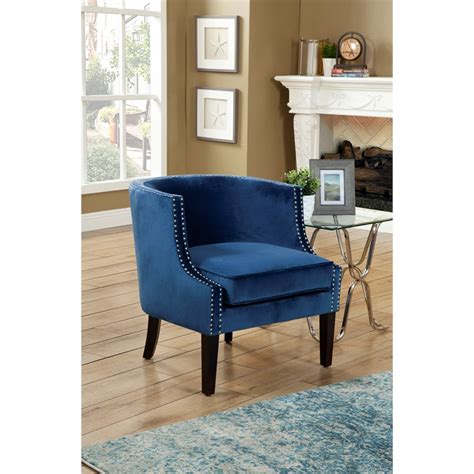Alpine Furniture Royal Upholstered Accent Chair In Blue Lw 9130