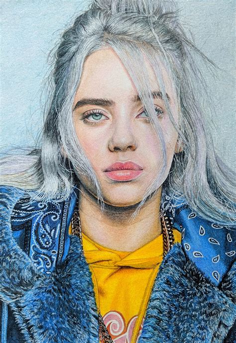 Billie Eilish Portrait Me Coloured Pencils 2020 Rart