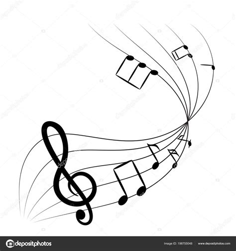 Hand Drawn Music Notes Illustration Beautiful Wave Flying Musical Signs