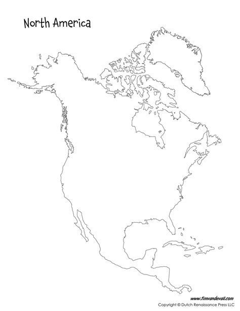 Blank North America Map Tims Printables