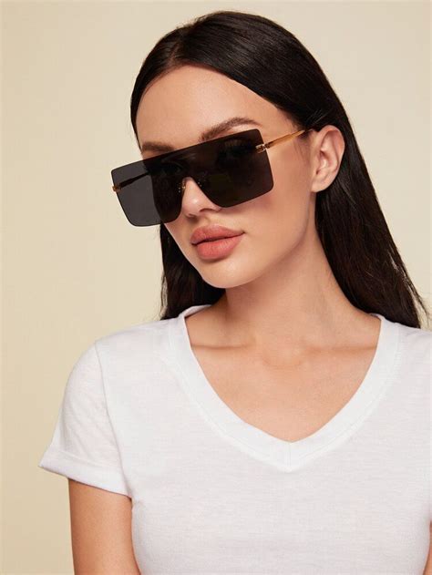 Flat Top Shield Sunglasses Shein Usa Shield Sunglasses Sunglasses Cute Sunglasses