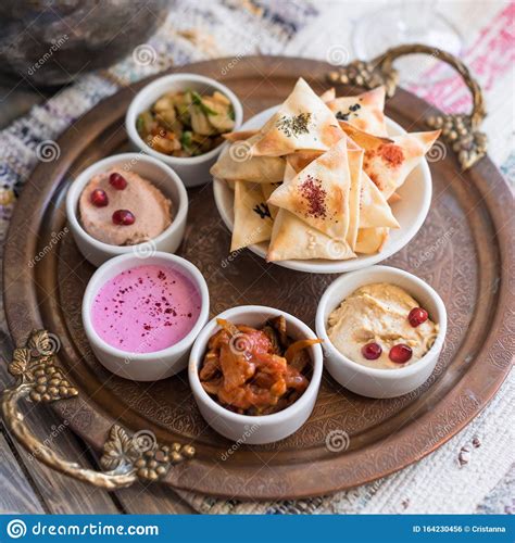 Turkish Traditional Assorted Cold Appetizers Meze Stock Photo Image