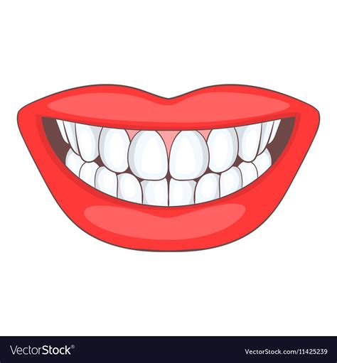 Smile With White Tooth Icon Cartoon Style Vector Image