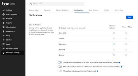 Manage Notifications For Enterprise Users Box Support
