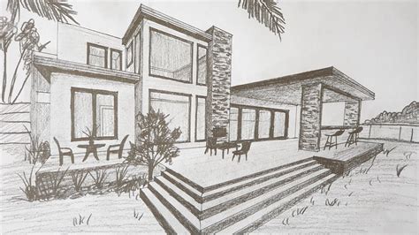 Her finished construction before critique, then below, after. Drawing a Modern House in Two-Point Perspective - YouTube