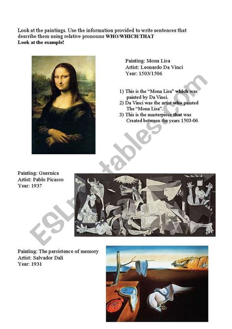 Art Esl Worksheet By Petalo