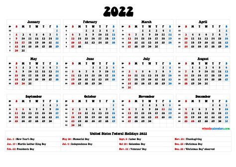 Printable Calendar 2022 With Holidays Uk 1