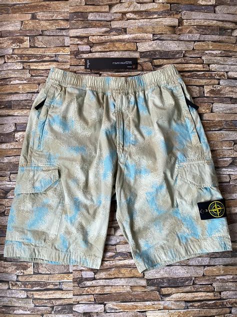 Stone Island Camo Devore Cargo Shorts X Clothing