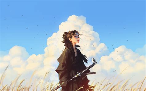 X Women With Sword Hair Blowing In The Wind X Resolution Hd K Wallpapers