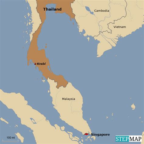 Stepmap Expanded Krabi Thailand Map Landkarte Für Thailand