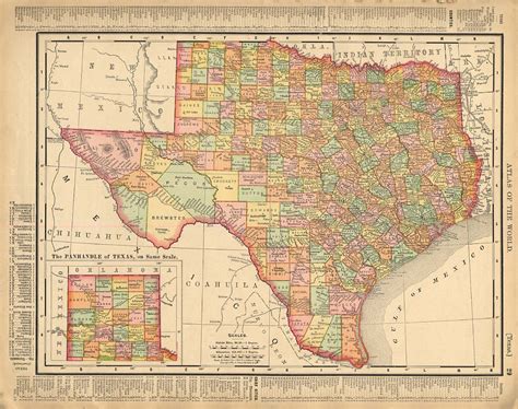Cosmopolitan Rand Mcnally 1898 Map New Mexico Texas W Rr Lines