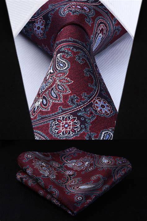 Burgundy Floral Jacquard Silk Tie And Pocket Square In 2020 Ties Mens