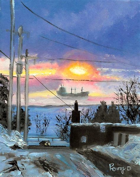 Winter Sunrise Paintings By Perry Olshein