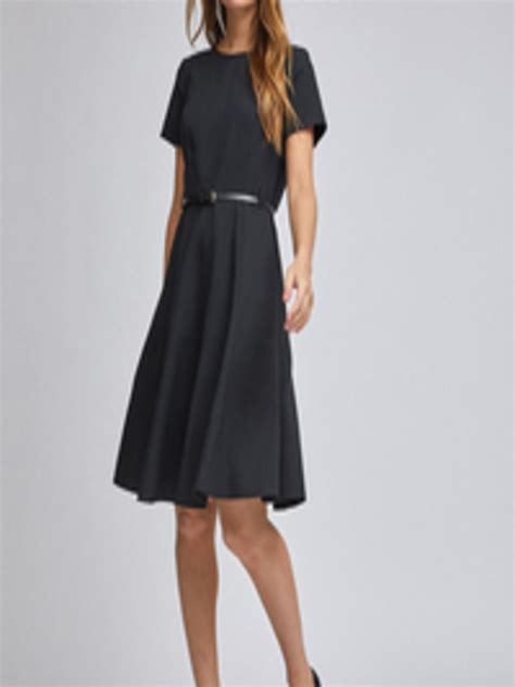 Buy Dorothy Perkins Women Black Solid Petite Fit And Flare Dress