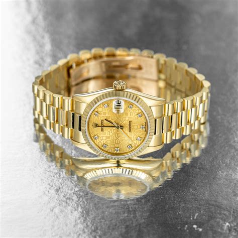 Rolex Watches Pre Owned President 18ct Gold Watch With Diamond Dot