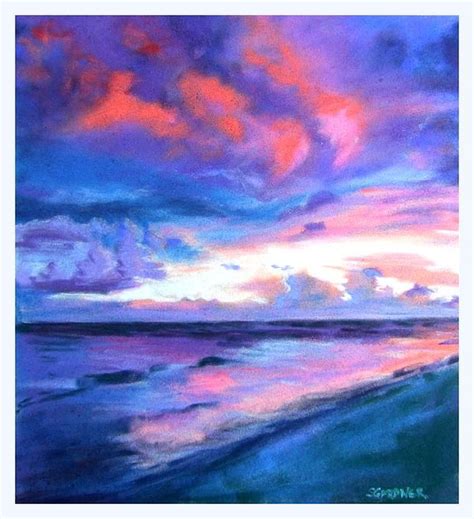 Sunset Seascape Pastel Sunset Seascape Fine Art Print By Sue Gardner
