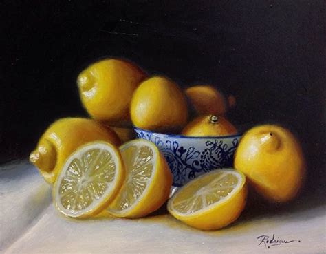 Lemons By Carole Rodrigue Oil ~ 8 X 10 Still Life Realistic Oil