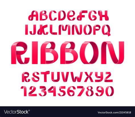 Red Ribbon Alphabet Set Red Ribbon Font Vector Stock Illustration My