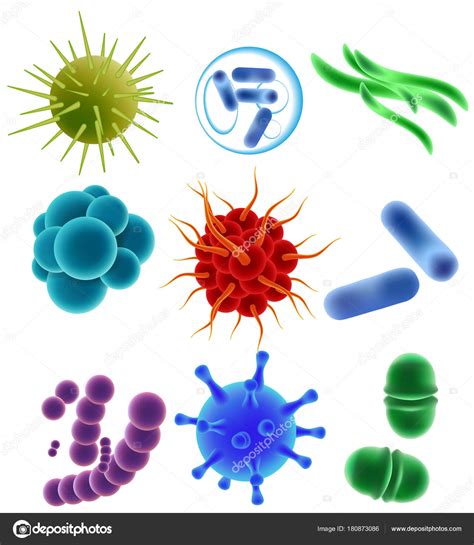 Viruses Bacteria And Germs Icon Set Vector Realistic Illustration
