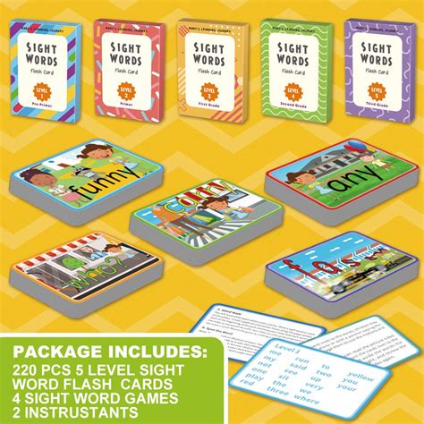 Buy Lurlin Sight Words Flash Cards Set Of Learning Word220 English