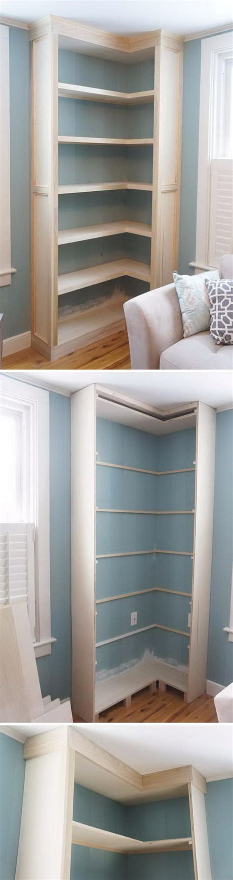 Clever coat rack diy corner shelf design. 20+ DIY Corner Shelves to Beautify Your Awkward Corner 2017