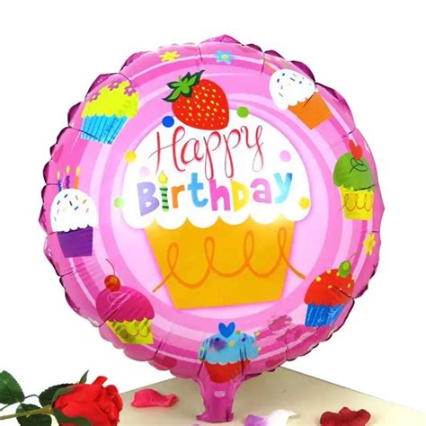 18 Inch Happy Birthday Foil Balloon Lovely Round Cupcake Mylar Balloons