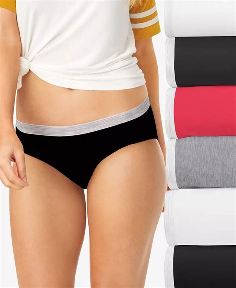 Hanes Womens 6 Pk Cotton Sporty Hipster Underwear With Cool Comfort Damidols